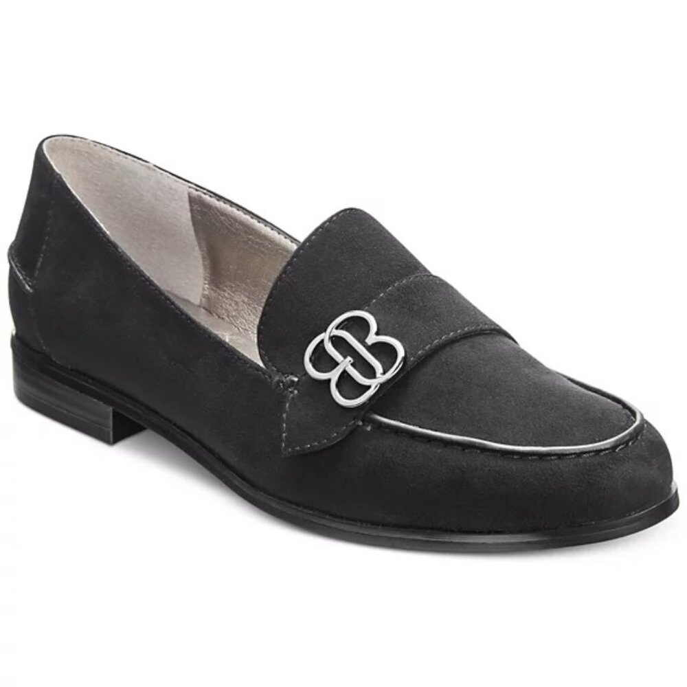 Bandolino Women's Lakita Black Faux Suede Metallic Medallion Slip-On Loafers